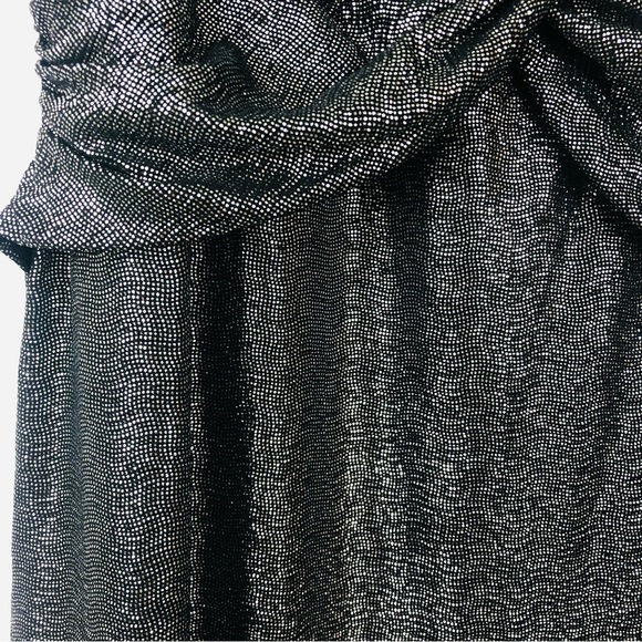 NWT Bar III Silver Metallic Faux Wrap Dress Flowy V-Neck Cocktail Party Dress - Picture 13 of 14